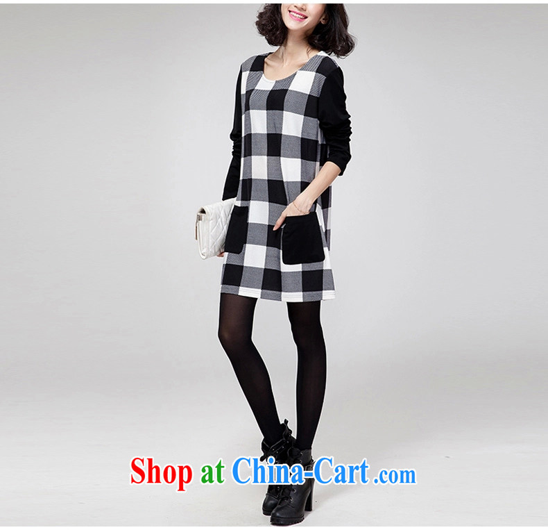 Leong Che-hung, spring 2014 the code ladies dress solid long-sleeved T-shirt graphics thin loose Korean skirt solid 627 black-and-white checkered L pictures, price, brand platters! Elections are good character, the national distribution, so why buy now enjoy more preferential! Health