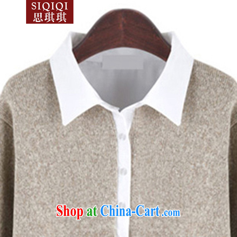 The Qi Qi (SIQIQI) Spring 2015 new, the United States and Europe, the long leave of two part stitching, loose shirt CS 1023 apricot 5 XL, Cisco-chi-chi (SIQIQI), shopping on the Internet