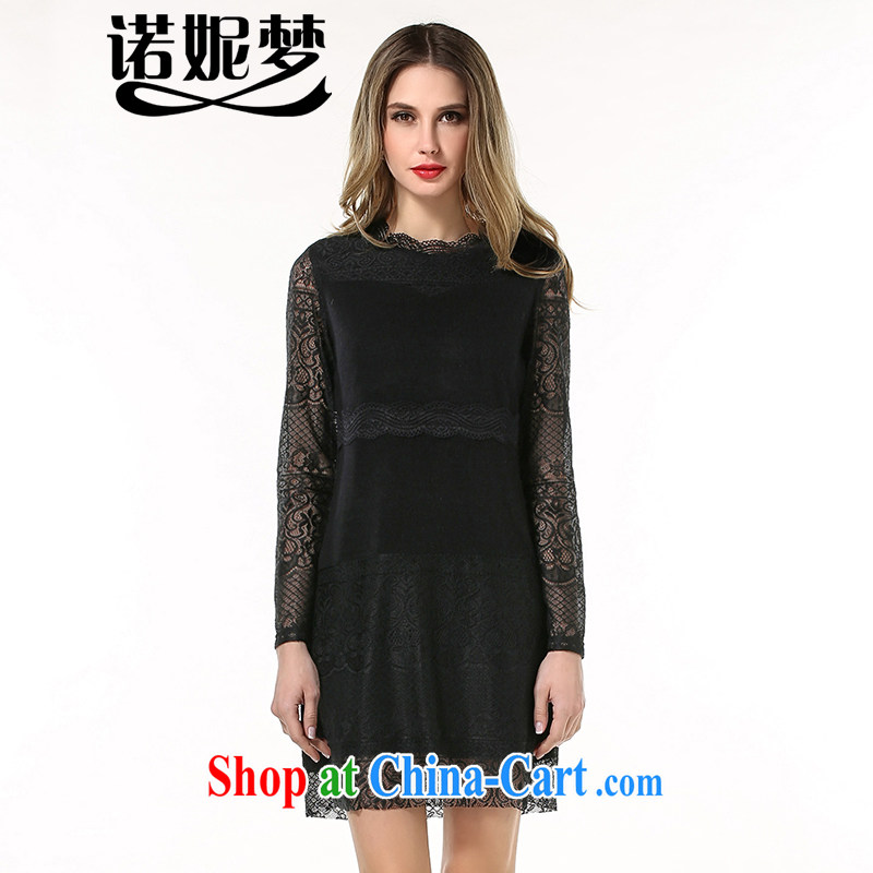 Connie's Dream Original in Europe and indeed the XL female 200 Jack mm thick 2015 spring new style Openwork long-sleeved lace dresses s 1856 black XXXXXL