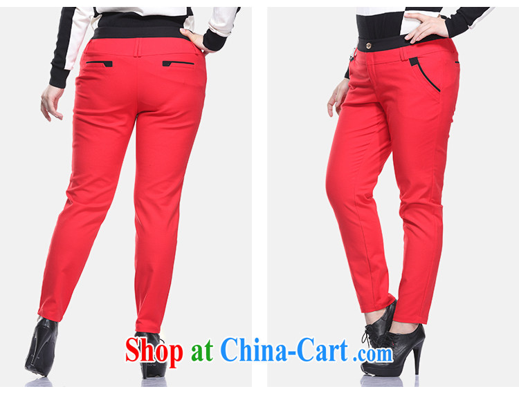 Slim LI Sau 2015 spring new larger female knocked color stitching lounge 100 ground-waist hip Bonfrere looked pants pencil trousers narrow foot trousers Q 6653 red 4 XL pictures, price, brand platters! Elections are good character, the national distribution, so why buy now enjoy more preferential! Health