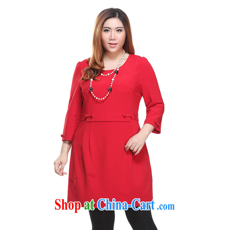 2015 slim Li Su-XL ladies' spring new round-collar 7 cuffs, long dresses beauty Q 7000 red XL, slim Li-su, and shopping on the Internet