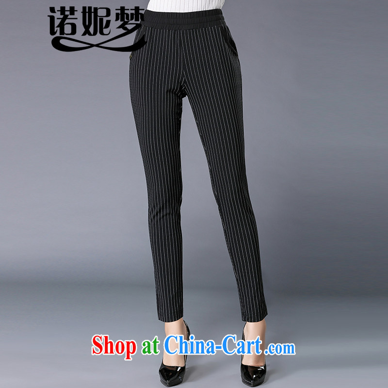Connie, let the fat increase, female 200 Jack 2015 spring new thick mm video thin pants black-and-white striped elastic female long pants Y 3310 black-and-white stripe XXXL