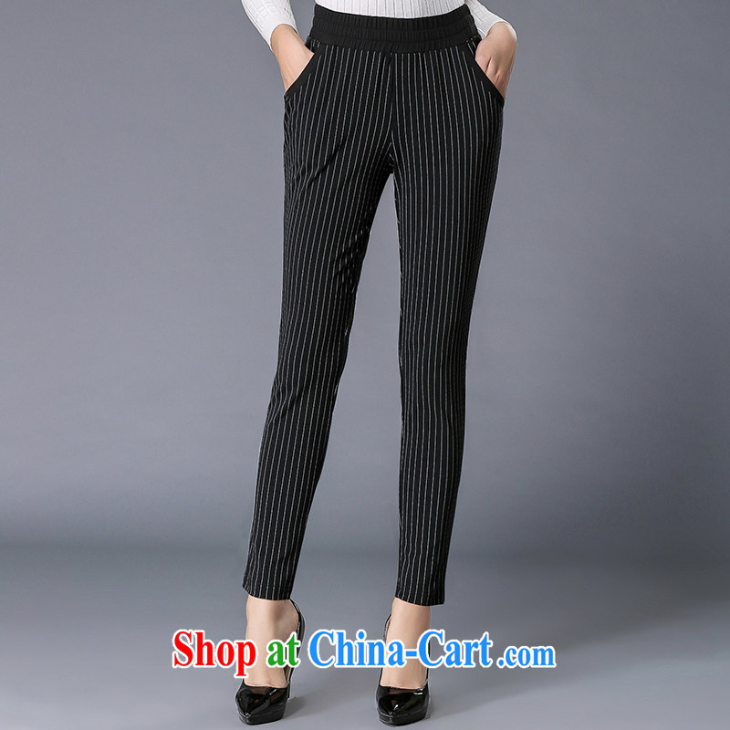 Connie, let the fat XL female 200 Jack 2015 spring new thick mm video thin pants black-and-white striped elastic female long pants Y 3310 black-and-white stripe XXXL, Connie dreams, shopping on the Internet