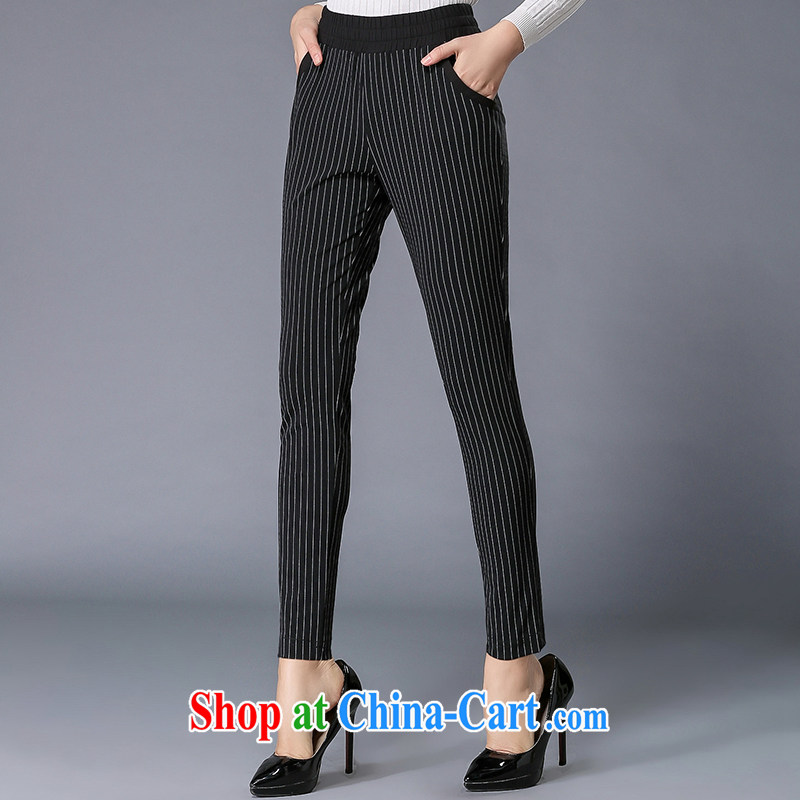 Connie, let the fat XL female 200 Jack 2015 spring new thick mm video thin pants black-and-white striped elastic female long pants Y 3310 black-and-white stripe XXXL, Connie dreams, shopping on the Internet