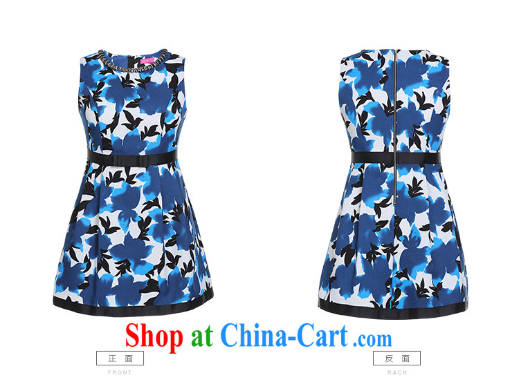 Slim LI Sau 2015 spring new, larger female three-dimensional drill link round-collar Bow Tie name Yuan beauty dress vest dresses Q 7302 blue 4 XL pictures, price, brand platters! Elections are good character, the national distribution, so why buy now enjoy more preferential! Health
