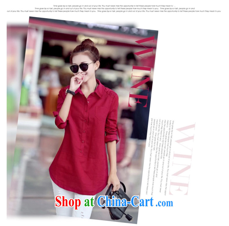 Spring and Autumn and long-sleeved T-shirt girl loose Korean-shirt female spring cotton Ma shirt T-shirt wine red XXL pictures, price, brand platters! Elections are good character, the national distribution, so why buy now enjoy more preferential! Health