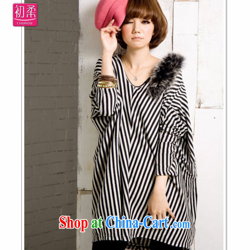 Flexible early spring and autumn 2015, mm thick ultra-large, female Korean long-sleeved Dress Shirt T the fat increase graphics thin T-shirt 200 jack is wearing a black, code, the first Sophie (CHUROU), online shopping