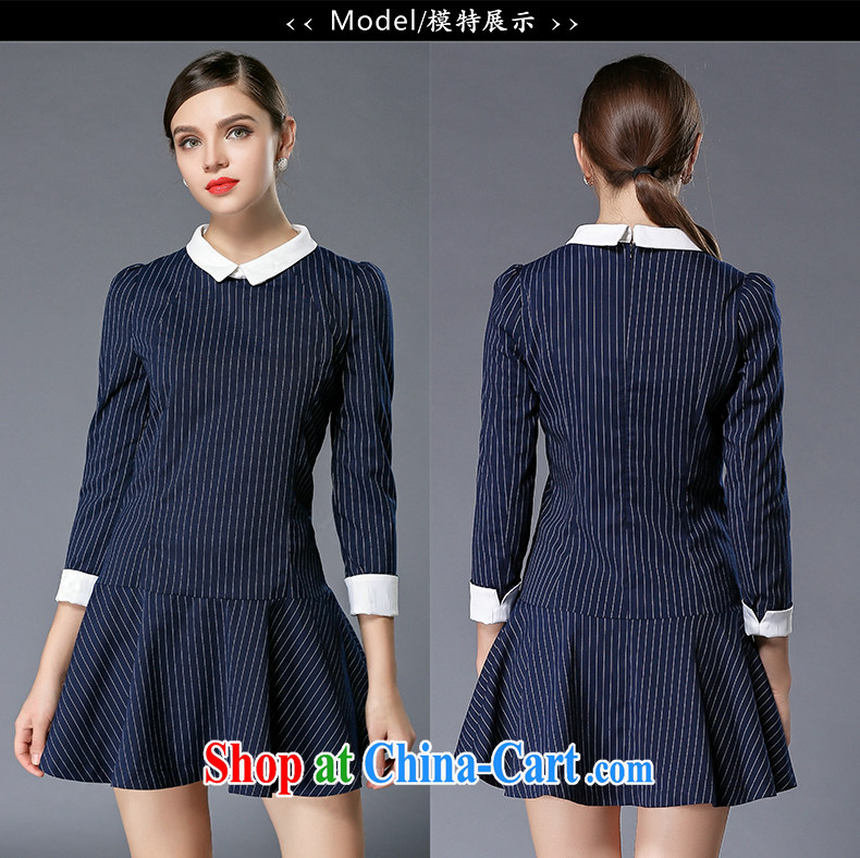 Connie's dream in Europe and indeed the increase, women 2015 spring new original thick mm stylish lapel vertical streaks graphics thin dresses Y 3325 blue M pictures, price, brand platters! Elections are good character, the national distribution, so why buy now enjoy more preferential! Health