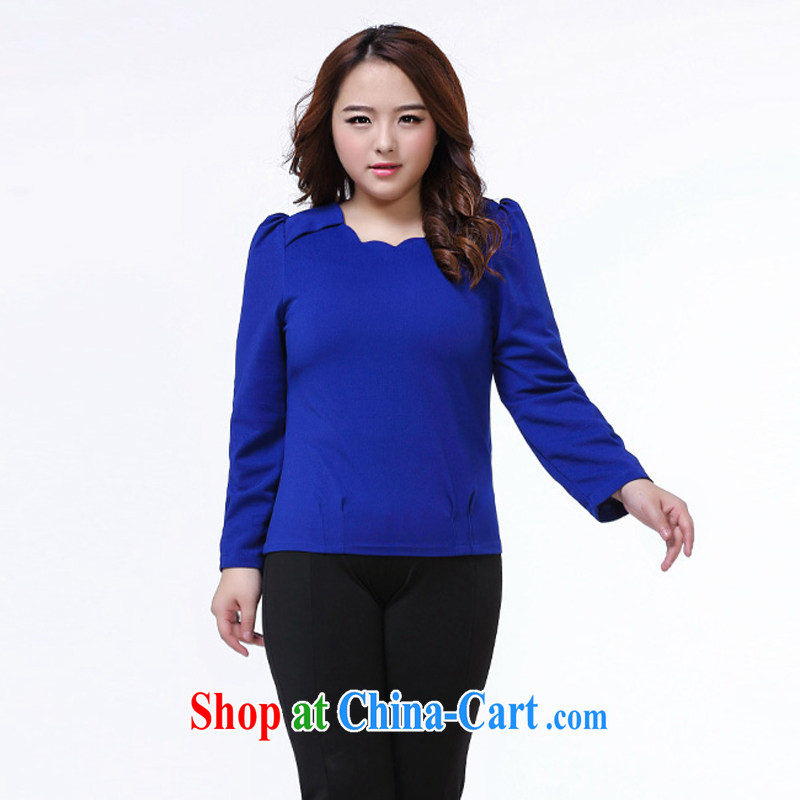 Rvel 2015 spring new Korean version thick MM XL Plus is indeed a widening poverty mask graphics thin blouses solid long-sleeved shirt T female P 102 blue 4 XL, Rvel, shopping on the Internet