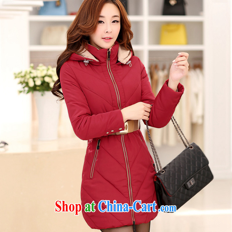 2014 King, female new jacket, thick MM winter clothing graphics thin, long, thick quilted coat 200 jack on her sister and indeed intensify, Korean video thin quilted coat red XXXXXL, Biao (BIAOSHANG), online shopping