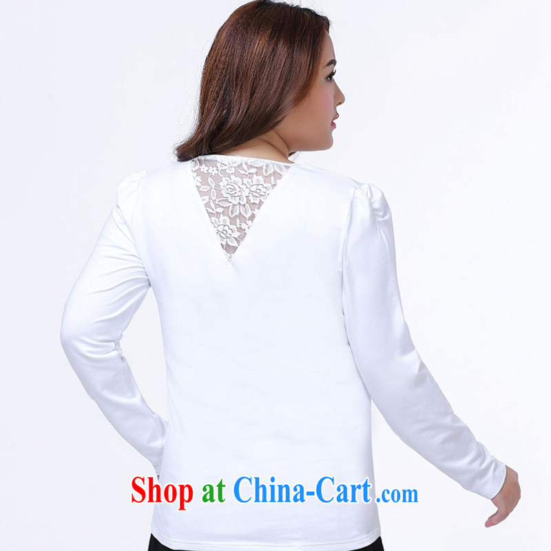 Rvel 2015 spring new staple Pearl lace-up code and indeed graphics thin black white blouses solid-colored long-sleeved shirt T female P 103 white 4XL (170 to 190 catties, Rvel, shopping on the Internet