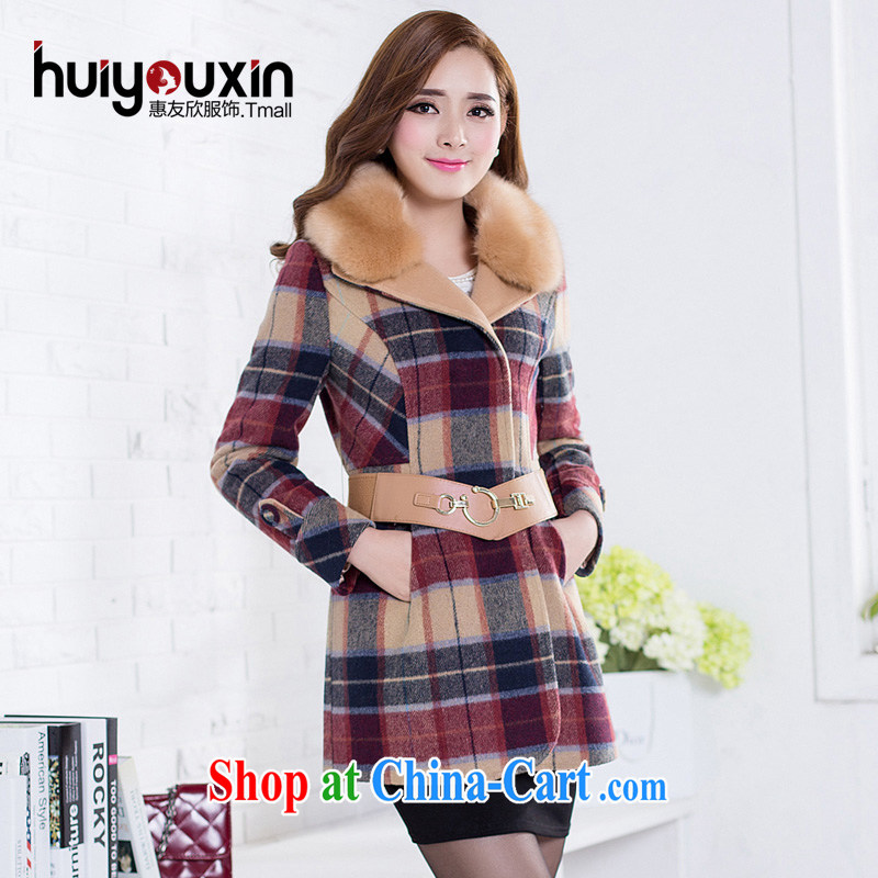 2014 fall and winter with the Code female Korean version is indeed the XL cashmere overcoat thick MM Sau San video thin thick sister so gross coat jacket thick red the cotton M to benefit friends (HYX), online shopping