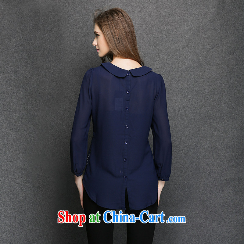 2015 spring new large, snow-woven shirts girls thick mm and indeed increase biological three-dimensional lace stitching shirts JW 3319 dark blue XXXXL, Kou Wei (jiaowei), online shopping