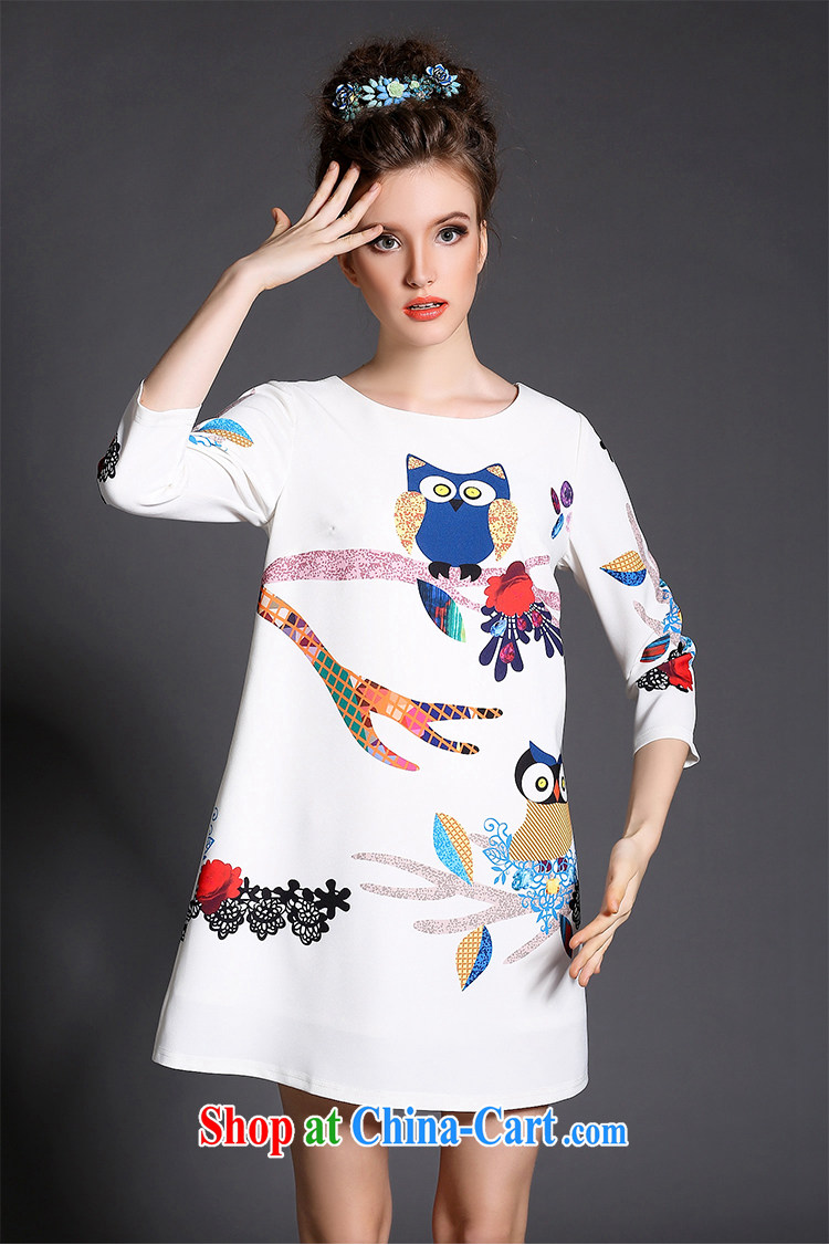 Connie's Dream Original high-end in Europe and indeed the XL female 200 Jack mm thick 2015 new spring fashion owl stamp dresses G 366 white XXXXXL pictures, price, brand platters! Elections are good character, the national distribution, so why buy now enjoy more preferential! Health