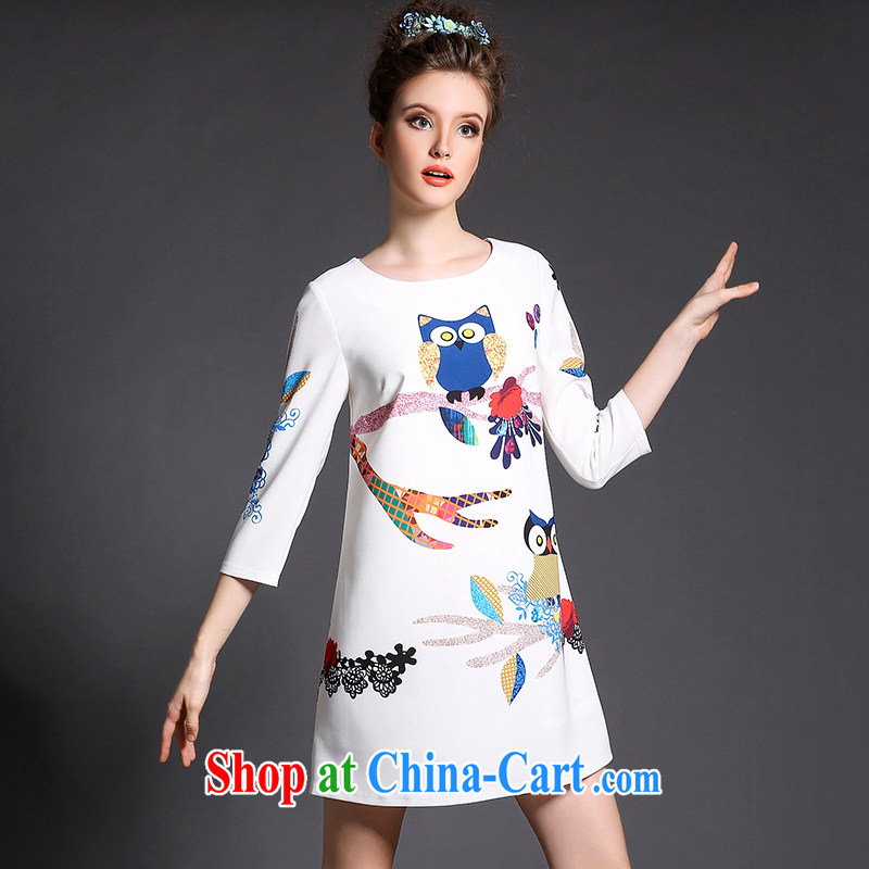 Connie's Dream Original high-end in Europe and indeed the XL female 200 Jack mm thick 2015 new spring fashion owl stamp dresses G 366 white XXXXXL, Anne's dream, and shopping on the Internet