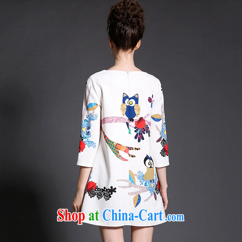 Connie's Dream Original high-end in Europe and indeed the XL female 200 Jack mm thick 2015 new spring fashion owl stamp dresses G 366 white XXXXXL, Anne's dream, and shopping on the Internet