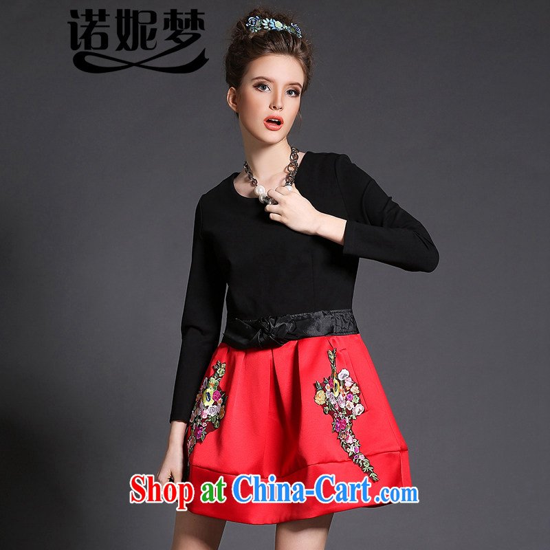 Connie's dream high-end original long-sleeved dresses in Europe and indeed the XL female 200 Jack mm thick 2015 spring-back knocked color shaggy skirts G 370 black XXXXXL