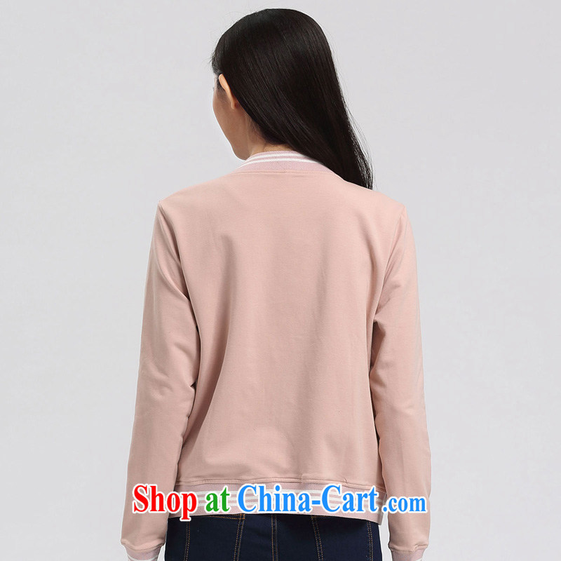 Water with Korean version on the younger sister, female spring baseball uniform round-neck collar denim jacket casual cardigan S CJ 15 4430 light pink XXL, water itself (SHUIMIAO), online shopping