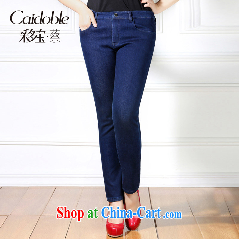 Spring 2015 with major Code female thick MM Korean fan Sau San video thin Elastic waist in jeans K 593 denim blue 34