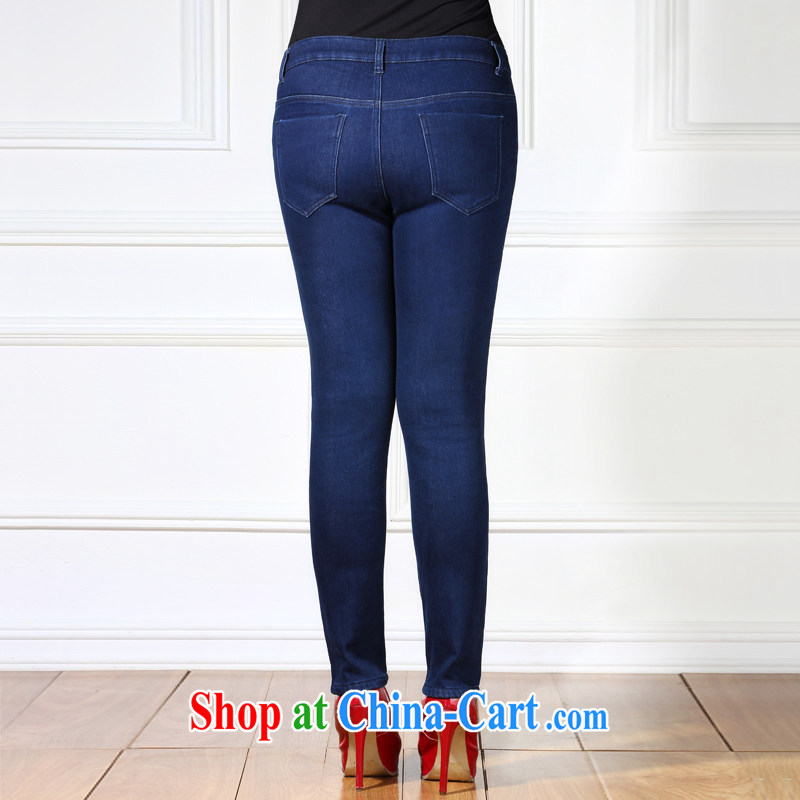 2015 spring and the many treasures the code female thick MM Korean fan Sau San video thin Elastic waist in jeans K 593 denim blue 34, the multi-po, Miss CHOY So-yuk (CAIDOBLE), online shopping