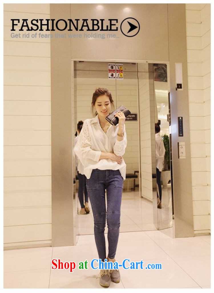 Flexible early spring and autumn 2015, Korea's version of the greater code ladies casual lace stitching, snow-woven shirts relaxed atmosphere. long-sleeved shirt 200 jack is wearing a white L pictures, price, brand platters! Elections are good character, the national distribution, so why buy now enjoy more preferential! Health