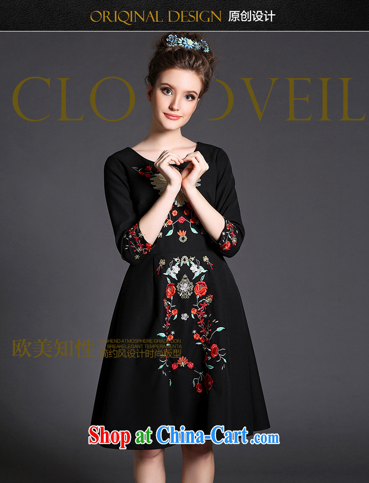 Emma style in Europe and the Code female plant embroidered dresses, long, thick mm beauty graphics thin 2015 spring black 5 XL (90 - 100 KG) pictures, price, brand platters! Elections are good character, the national distribution, so why buy now enjoy more preferential! Health