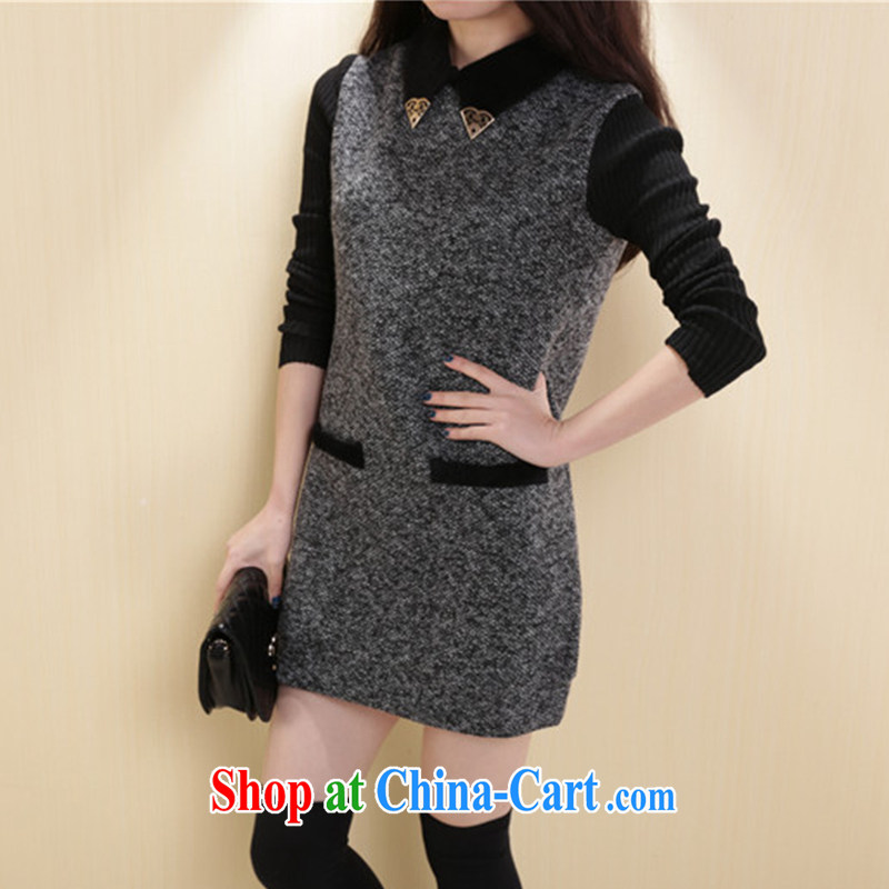 Mrs Carrie Yau, Sophie spring 2015 new emphasis on cultivating MM larger women stitching Knitted cuffs dresses L 0175 gray XXXXL, Sophia Loren (LIFEIYA), and, on-line shopping