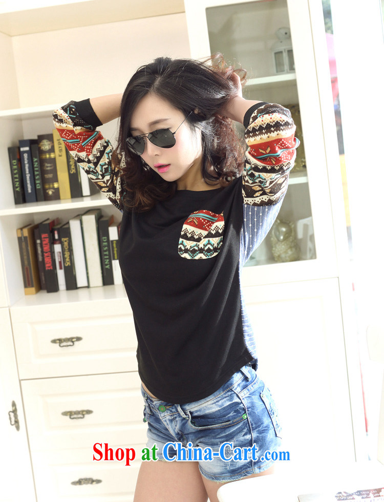 Rvel 2015 spring new thick MM XL video thin blouses solid T-shirt long-sleeved shirt T female P 105 black XL (125 to 140 jack) pictures, price, brand platters! Elections are good character, the national distribution, so why buy now enjoy more preferential! Health