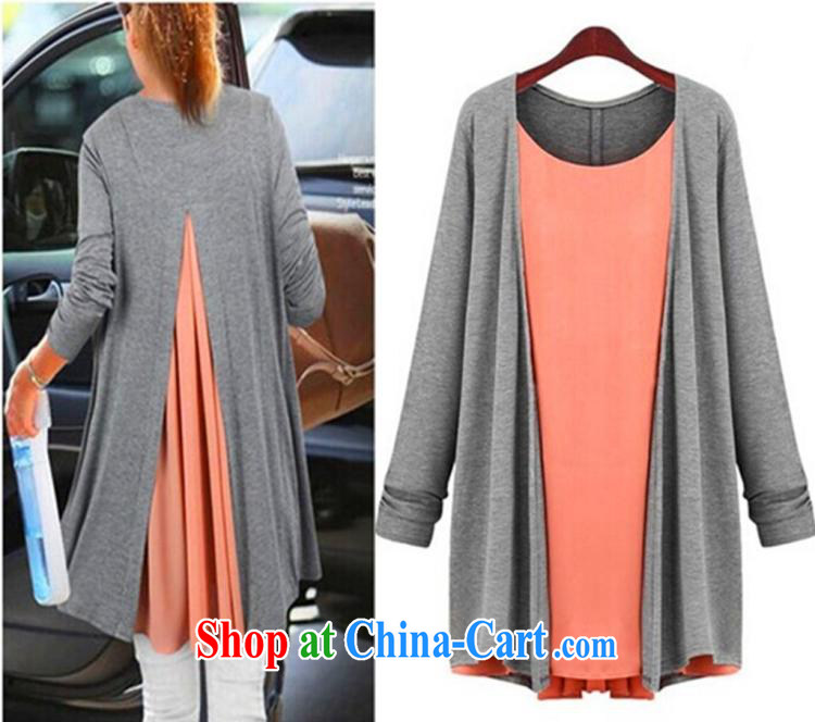 Thick MM Autumn with long, loose snow woven stitching and knitting T-shirt long-sleeved cardigan leave of two T-shirts N 1299 light gray with color blue XXXXXL pictures, price, brand platters! Elections are good character, the national distribution, so why buy now enjoy more preferential! Health