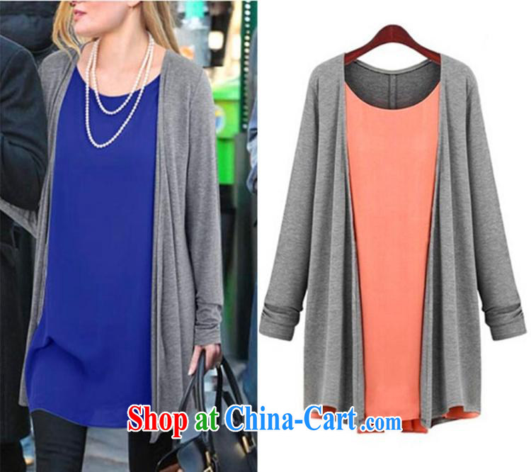 Thick MM Autumn with long, loose snow woven stitching and knitting T-shirt long-sleeved cardigan leave of two T-shirts N 1299 light gray with color blue XXXXXL pictures, price, brand platters! Elections are good character, the national distribution, so why buy now enjoy more preferential! Health