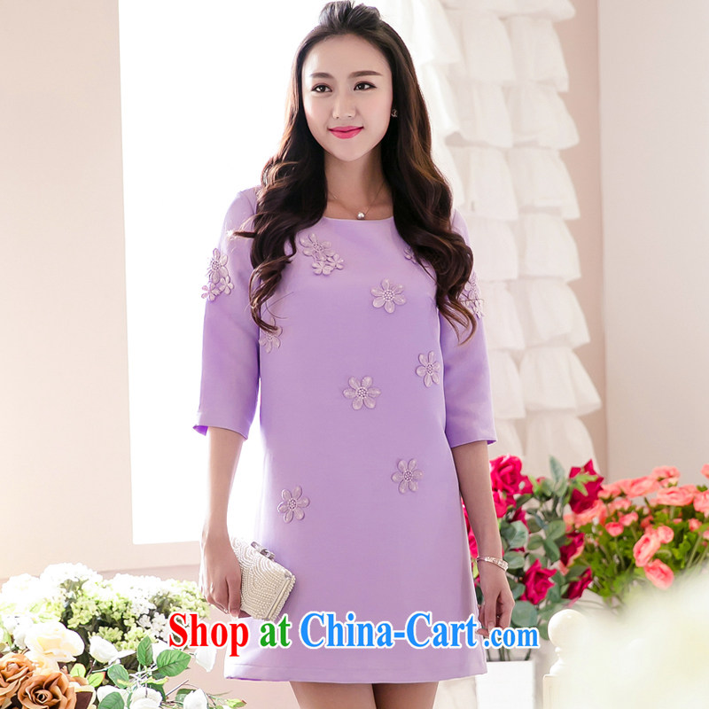 Good luck cracking the Code women spring 2015 new emphasis on cultivating MM graphics thin elegance nails take solid color 7 cuff dress 5001 purple 4 XL (180 jack - 200 jack wear), Princess auspicious, and shopping on the Internet