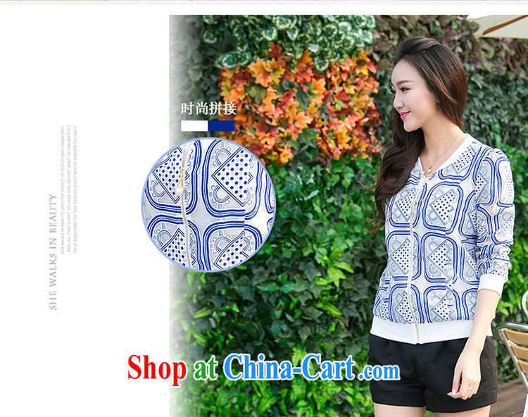 Huan Zhu Ge Ge Ge spring 2015 new loose the code female Openwork lace stamp exquisite zipper 7 cuff jacket women Beauty, 5012 V blue 4 XL pictures, price, brand platters! Elections are good character, the national distribution, so why buy now enjoy more preferential! Health