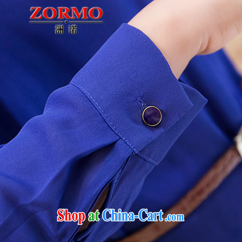ZORMO Korean female spring long-sleeved, long, and indeed increase, snow-woven shirts thick mm King casual women shirt blue 5 XL 175 - 200 jack, ZORMO, shopping on the Internet