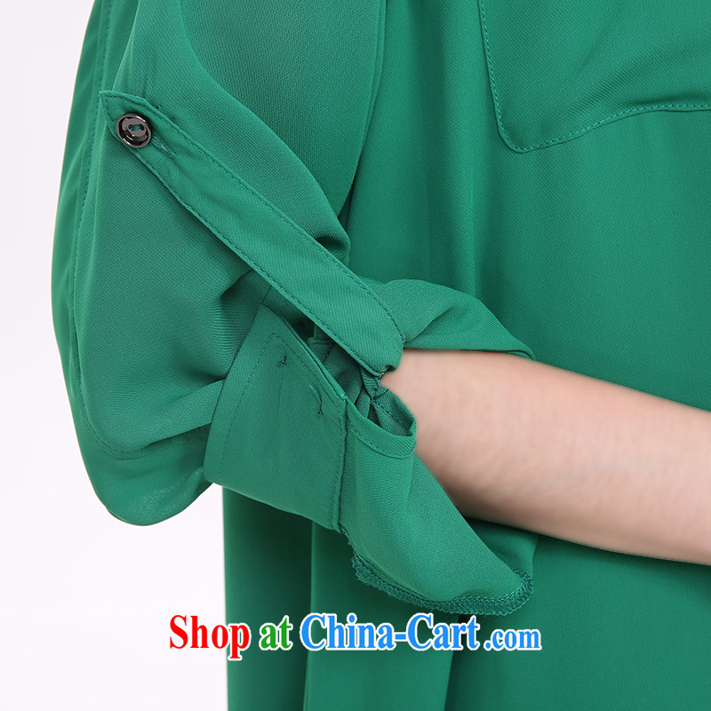 Morning would be 2015 spring new and indeed increased in Europe and America, relaxed beauty and fresh green lapel, long, ladies stylish short-sleeve style green 4 XL (165 - 180 ) jack, morning, and shopping on the Internet