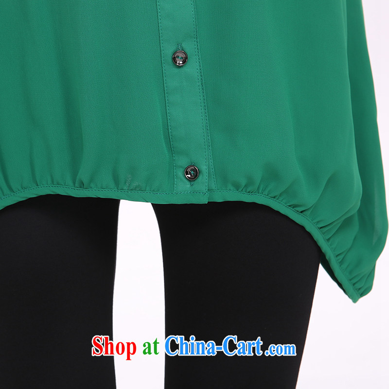 Morning would be 2015 spring new and indeed increased in Europe and America, relaxed beauty and fresh green lapel, long, ladies stylish short-sleeve style green 4 XL (165 - 180 ) jack, morning, and shopping on the Internet