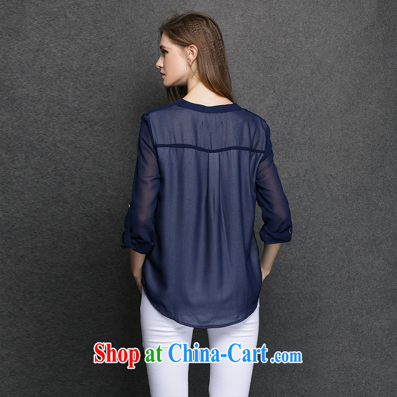 Connie's Dream Original Western larger women mm thick-shirt Ms. 2015 spring new leave of two long-sleeved shirts girls shirts Y 3227 dark blue XXXXL, Anne's dream, shopping on the Internet