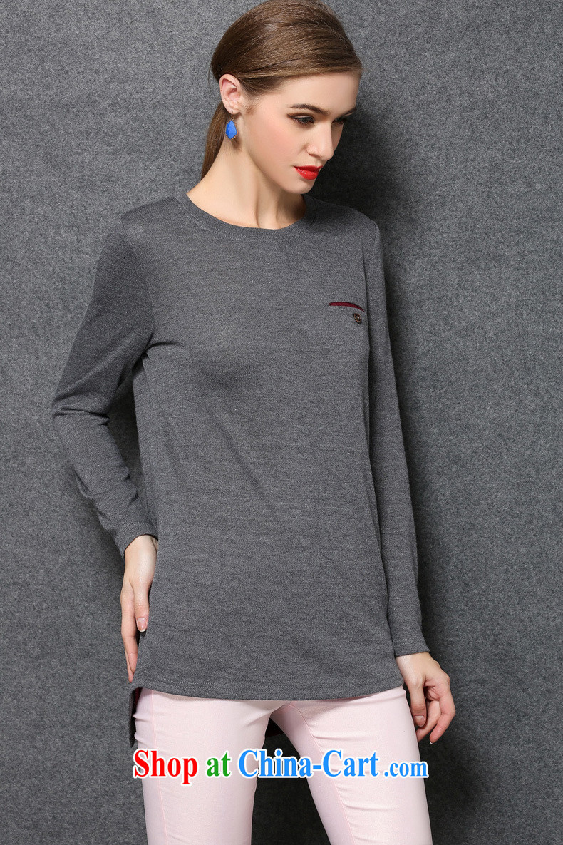 Connie's Dream Original Europe and indeed the XL female thick mm long, solid T-shirt 2015 spring new long-sleeved shirt T knit sweater jacket Y 1676 gray XXXXL pictures, price, brand platters! Elections are good character, the national distribution, so why buy now enjoy more preferential! Health