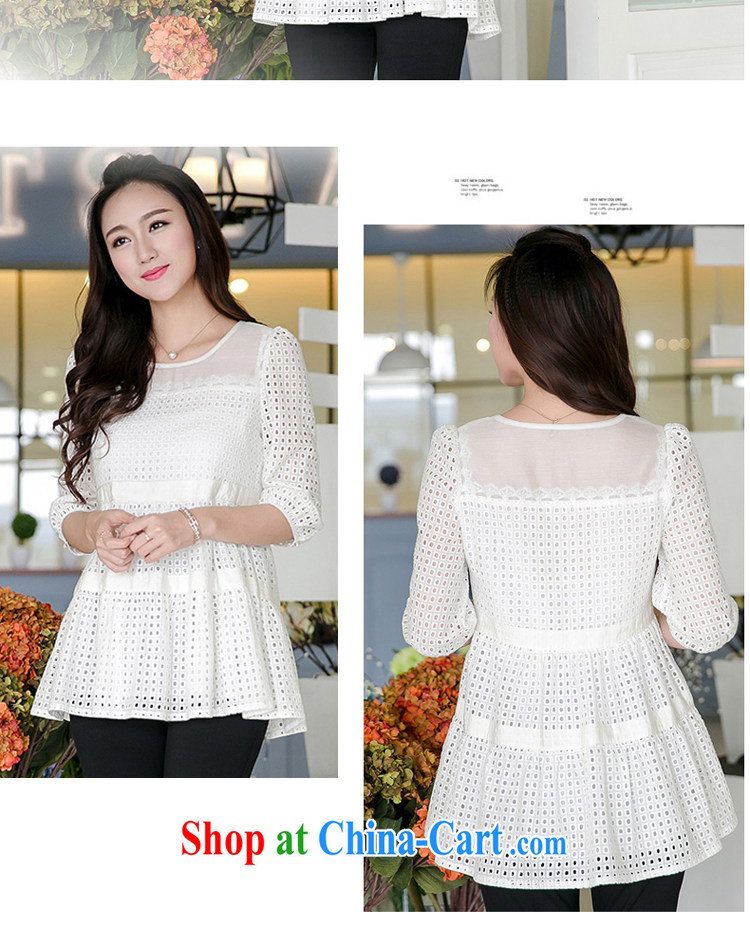 Huan Zhu Ge Ge Ge 2105 larger female summer new thick MM graphics thin Openwork lace 7 cuff T shirt, long, female T-shirt V 5016 white 3XL (suitable for 165 - 180 jack) pictures, price, brand platters! Elections are good character, the national distribution, so why buy now enjoy more preferential! Health