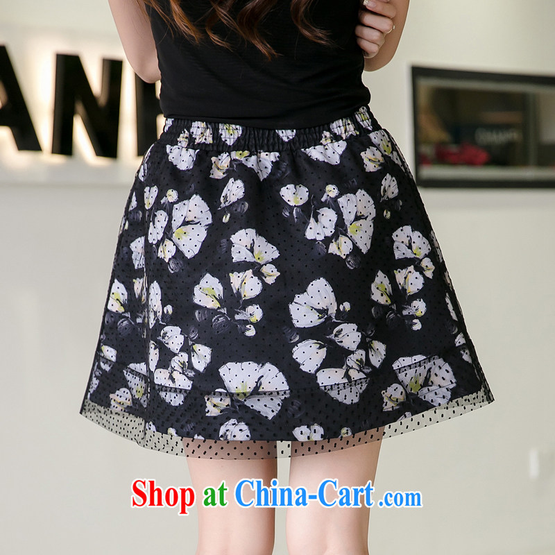 Huan Zhu Ge Ge Ge spring 2015 new stylish stamp short skirt XL female double fluffy Princess skirt skirt body V 5019 black 2 XL princess, auspicious, and shopping on the Internet