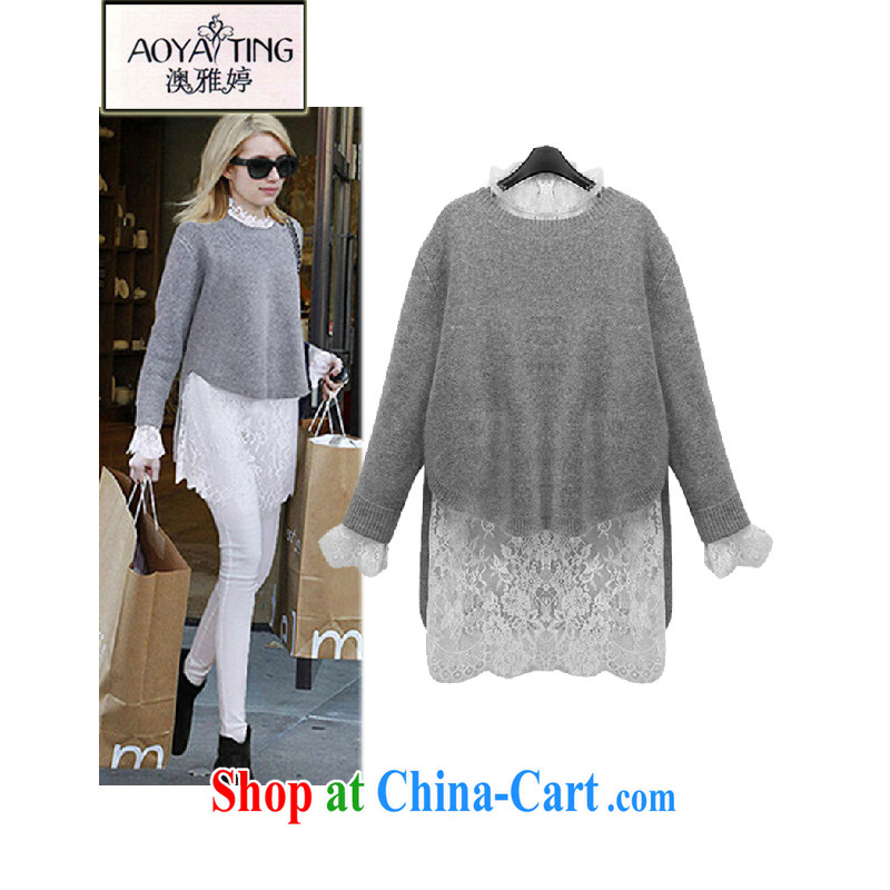 o Ya-ting and indeed XL women 2015 spring new rules not knit-sweater + solid lace two piece C 109 gray 5 XL recommends that you 175 - 200 jack