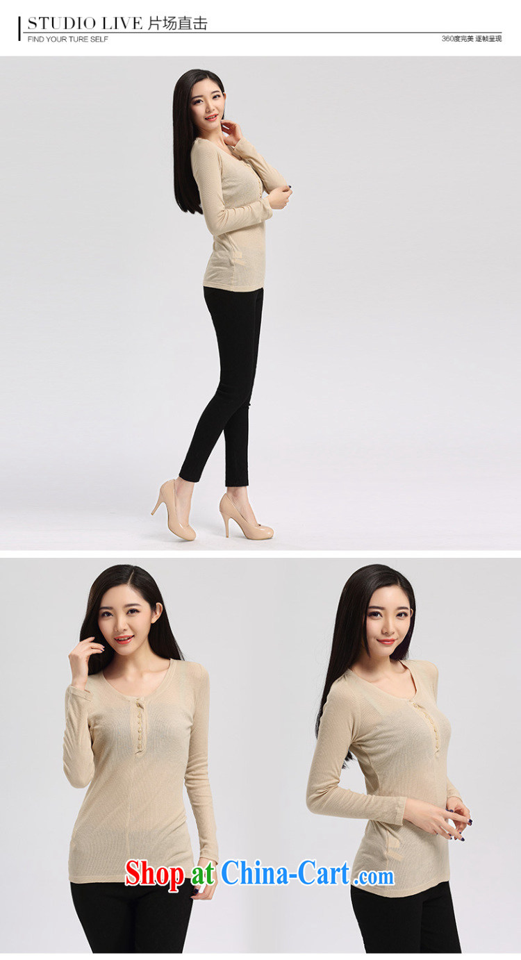 Water by focusing on the younger sister, female 2015 spring and summer new Korean long-sleeved high pop-up solid T-shirt QK 2251 apricot 3XL pictures, price, brand platters! Elections are good character, the national distribution, so why buy now enjoy more preferential! Health