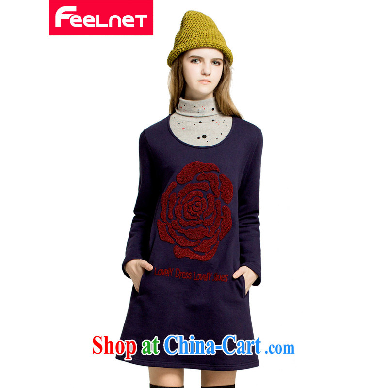 feelnet larger women 2015 spring video thin thick mm long-sleeved T-shirt for 100 Korean large code T pension 2222 large gray code 4 XL, FeelNET, shopping on the Internet