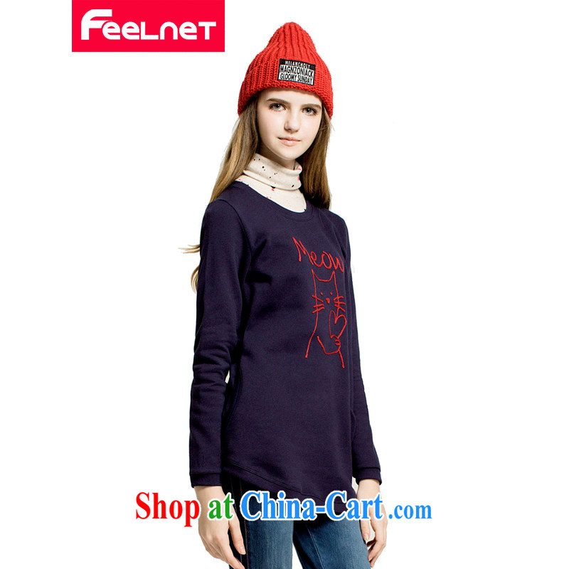 feelnet larger women 2015 spring video thin thick mm long-sleeved T-shirt for 100 Korean large code T pension 2219 big red code 6 XL, FeelNET, shopping on the Internet