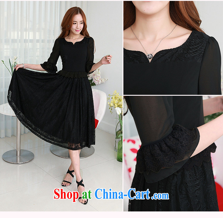 Land is the Yi 2015 summer new Korean antique lace 7 cuff Phoenix lace stitching snow woven thick MM dresses large, long skirt 98,336 black XXXXL pictures, price, brand platters! Elections are good character, the national distribution, so why buy now enjoy more preferential! Health