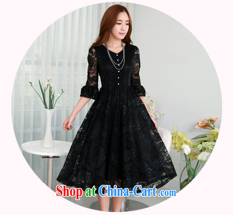 Land is the Yi spring 2015 new Korean version of the greater, female retro 7 cuff double-color Phoenix lace dresses thick MM large, long skirt 98,337 black XXXXL pictures, price, brand platters! Elections are good character, the national distribution, so why buy now enjoy more preferential! Health
