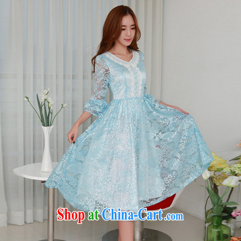 Land is still the Yi spring 2015 new Korean version of the greater, female retro 7 cuff double-colored Phoenix lace dresses thick MM large, long skirt 98,337 black XXXXL, land is still the garment, and shopping on the Internet