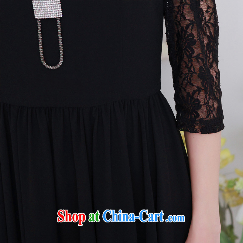 Thin (NOS) new Korean version the code lace stitching snow woven graphics thin dress with skirt Q 983,321 Black Large Number 4 XL 175 jack, thin (NOS), online shopping