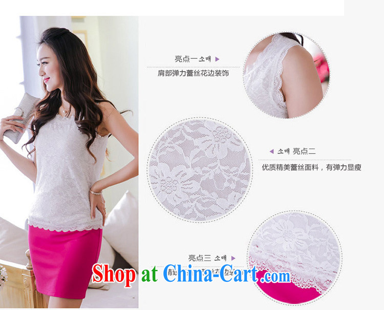 Princess lucky thick MM larger women 2015 new Korean spring and summer new sexy lace straps small vest solid shirt V 5033 white 4XL pictures, price, brand platters! Elections are good character, the national distribution, so why buy now enjoy more preferential! Health