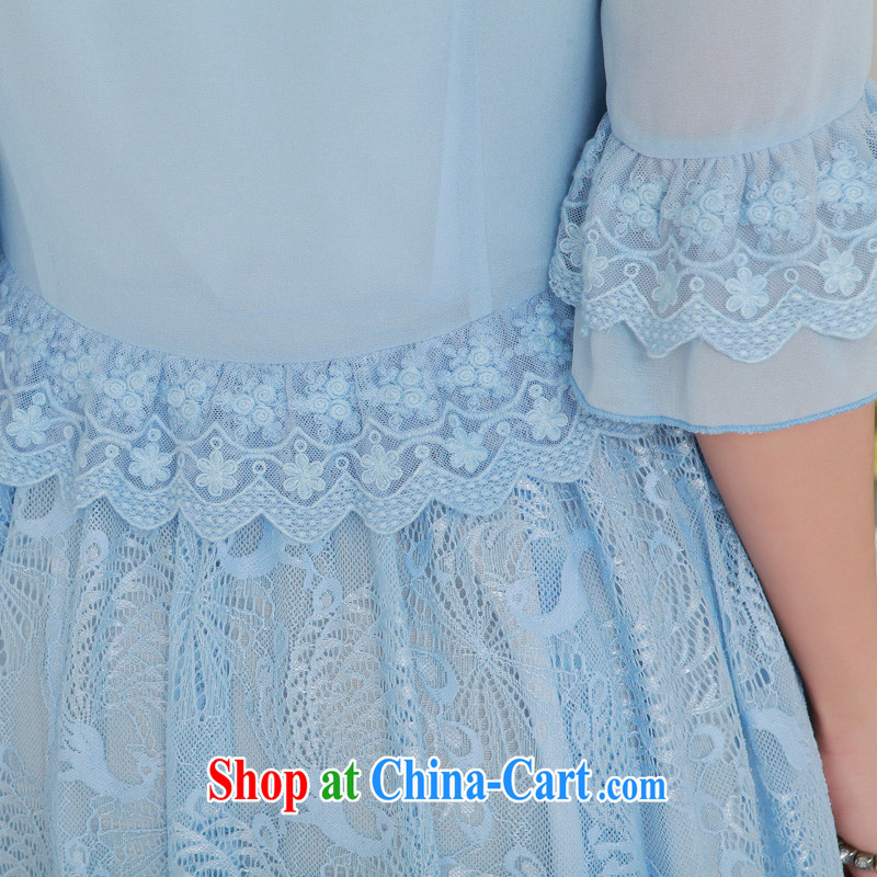 Hi Princess slave version won the Code women with a waist graphics thin lace stitching snow-woven large skirts dresses Q 983,369 large blue code 2XL 145 jack, hi Maria slavery, and shopping on the Internet
