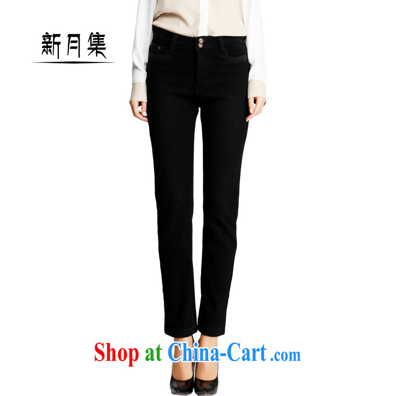 The Code girls denim jeans 2014 winter new Crescent set thick MM high waist and lint-free cloth thick water inspectors has been lint-free cloth and trouser press 200 Jack video thin warm black 40, crescent moon, and shopping on the Internet